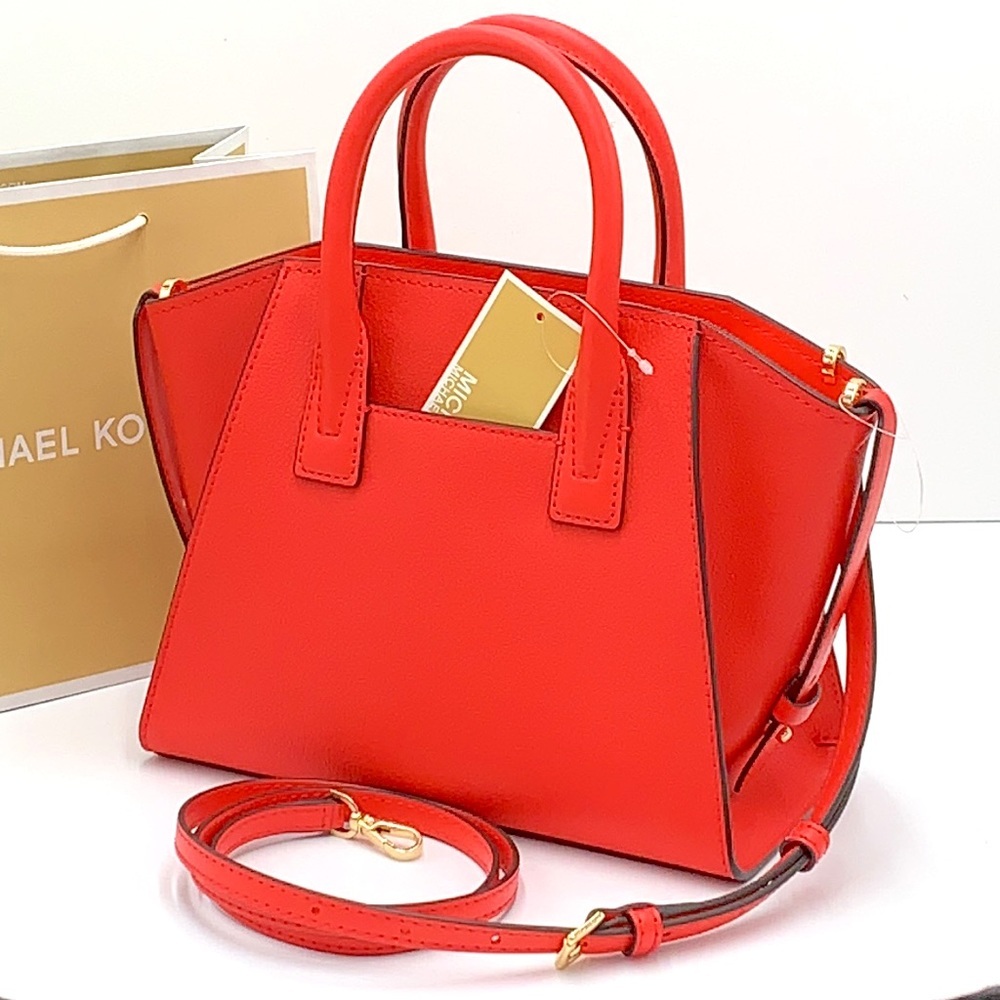 MICHAEL KORS AVRIL SMALL TOP ZIP SATCHEL CORAL RIFF COLOR - Picture 3 of 16